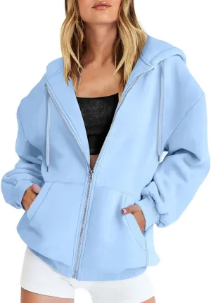 Zip Up Hoodie Women Oversized Y2K Plus Size Oversized Y2K Jackets Casual Drawstring Zip Up Y2K Hoodie with Pocket