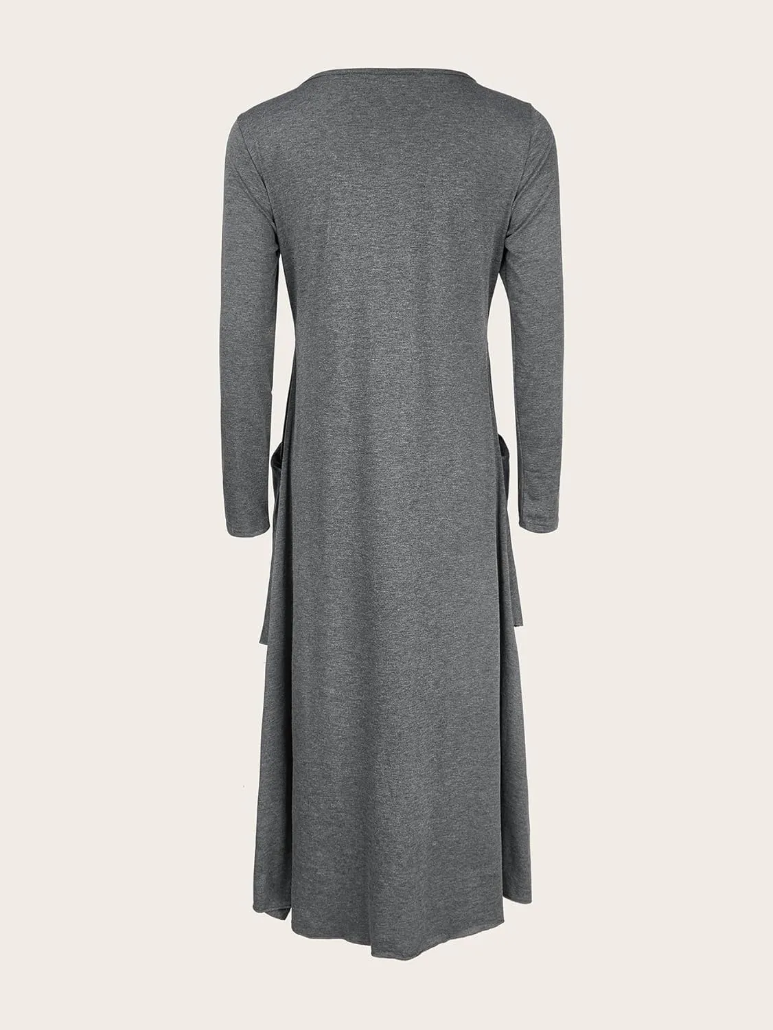 ZOCAVIA Women's Maxi Dress Puff Sleeve Elegant Flowy Ruffle Cowlneck Dress High Waist Basic Loose Fit Dresses