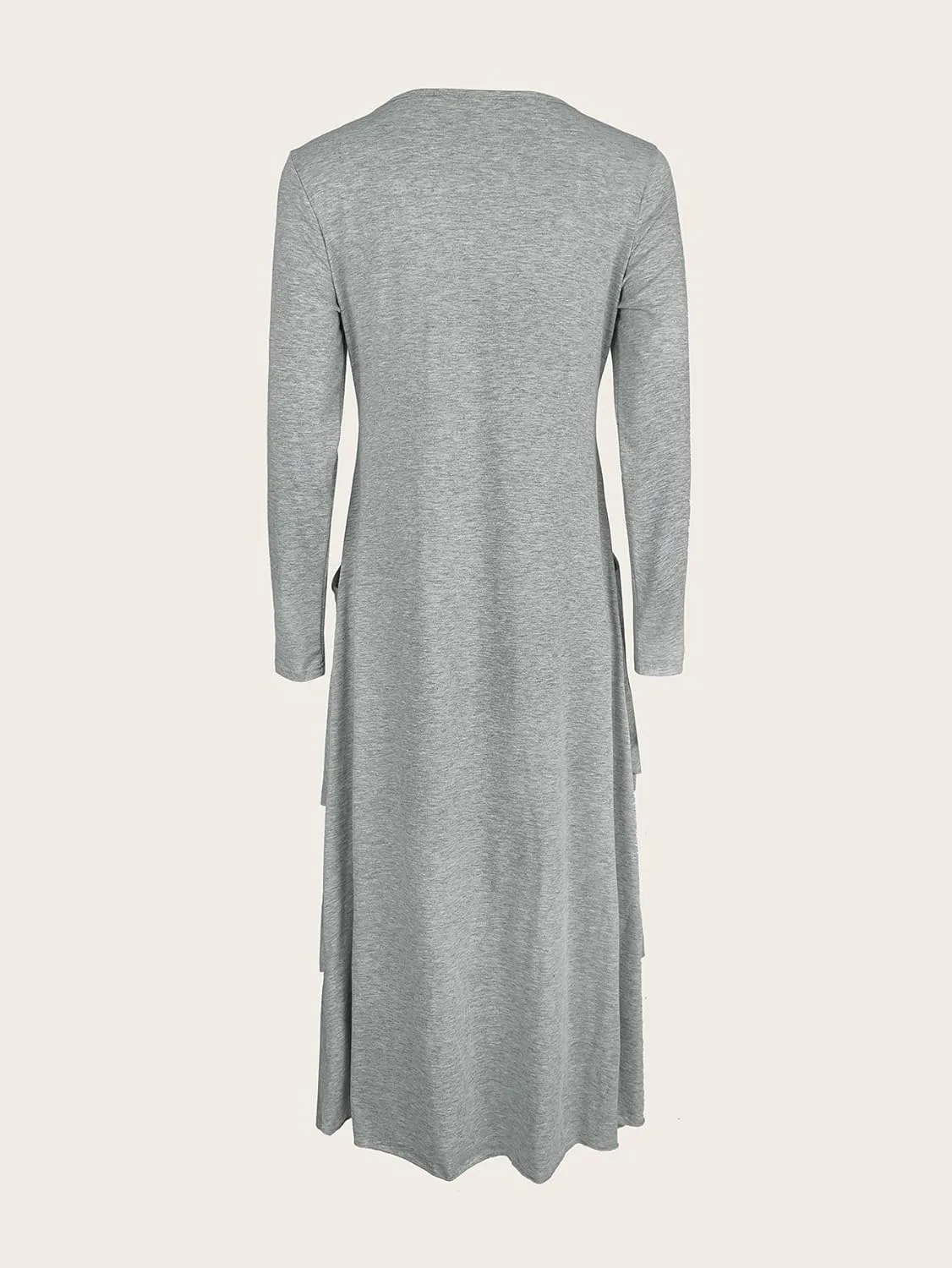 ZOCAVIA Women's Maxi Dress Puff Sleeve Elegant Flowy Ruffle Cowlneck Dress High Waist Basic Loose Fit Dresses