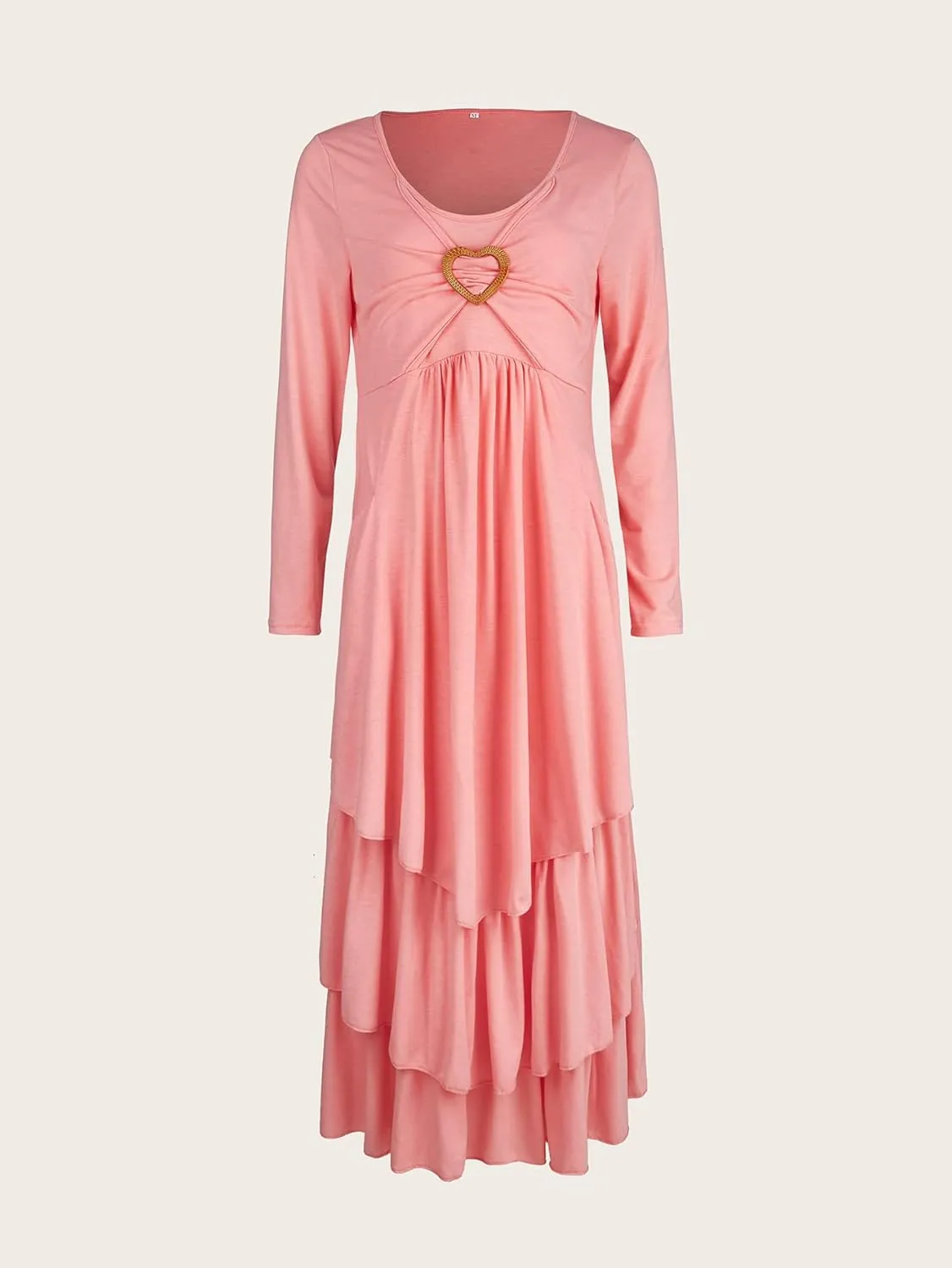 ZOCAVIA Women's Maxi Dress Puff Sleeve Elegant Flowy Ruffle Cowlneck Dress High Waist Basic Loose Fit Dresses