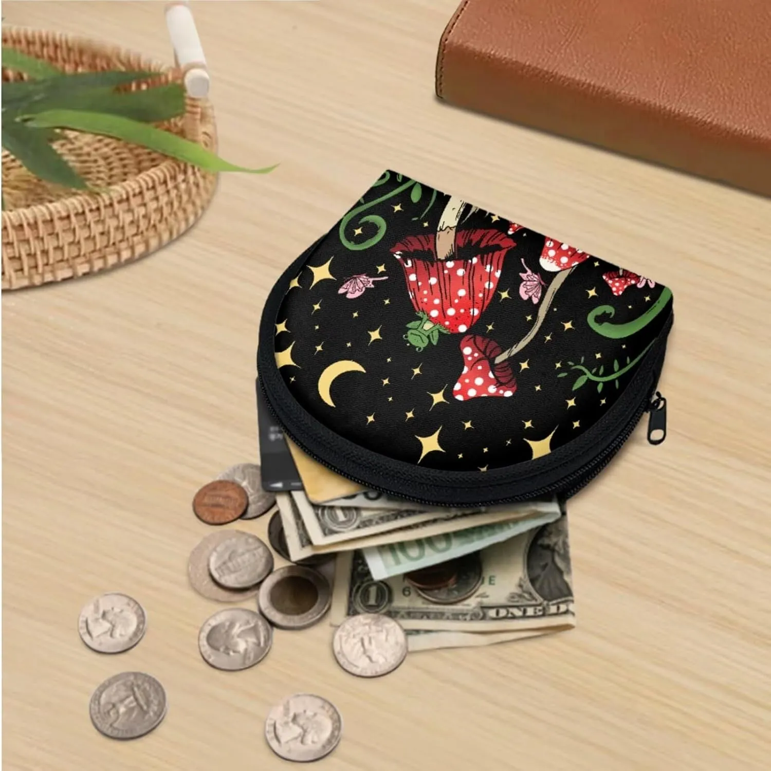 ZOUTAIRONG Butterfly Mushroom Purse Mini Backpack for Women Teen Girls Purse and Wallet Set Small Shoulder Bags Leather Travel Pouch Handbags Totes Moon Night Star Frog